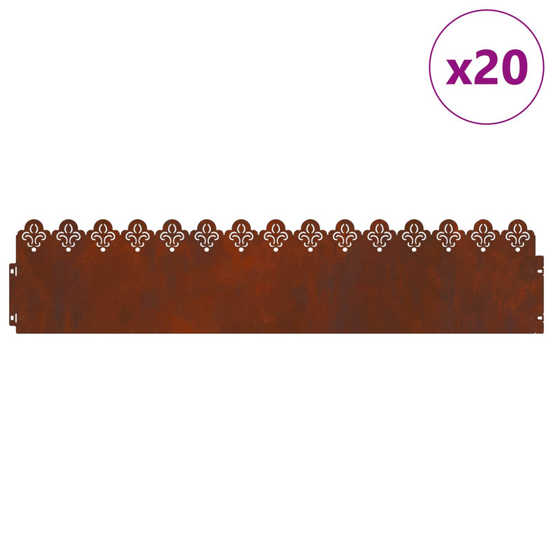 Afbeelding laden in galerijviewer, Vidaxl gazonranden 20 pcs roestig 103 x 0,05 x 22 cm cortenstaal
