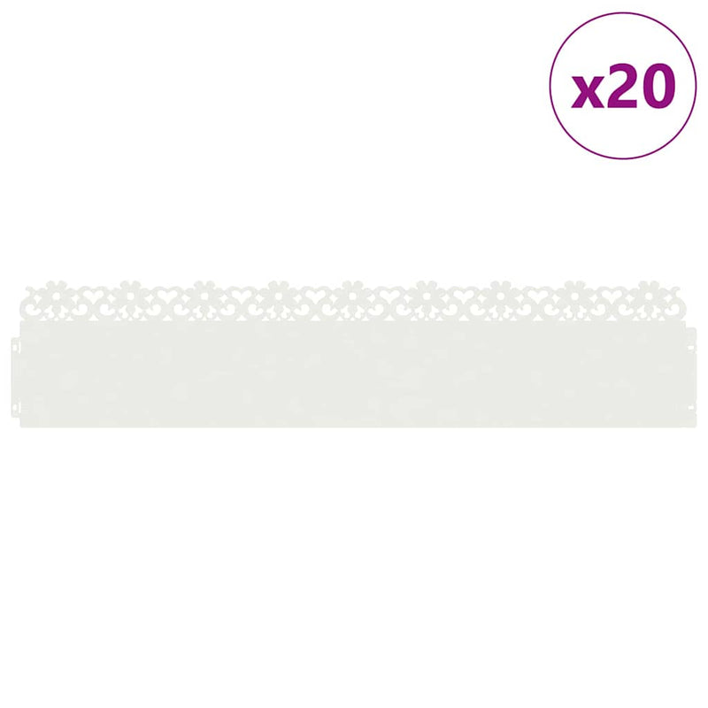 Chargez l'image dans la visionneuse de la galerie, Vidaxl gazonranden 20 pcs wit 103 x 0,05 x 22 cm staal
