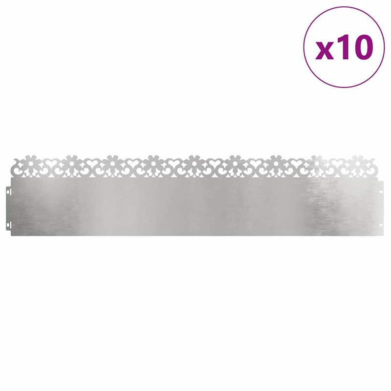 Chargez l'image dans la visionneuse de la galerie, Vidaxl gazonranden 10 pcs zilver 103 x 0,05 x 22 cm roestvrij staal
