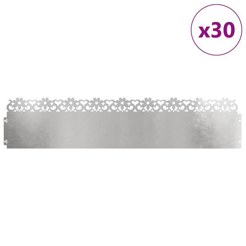 Chargez l'image dans la visionneuse de la galerie, Vidaxl gazonranden 30 pcs zilver 103 x 0,05 x 22 cm roestvrij staal
