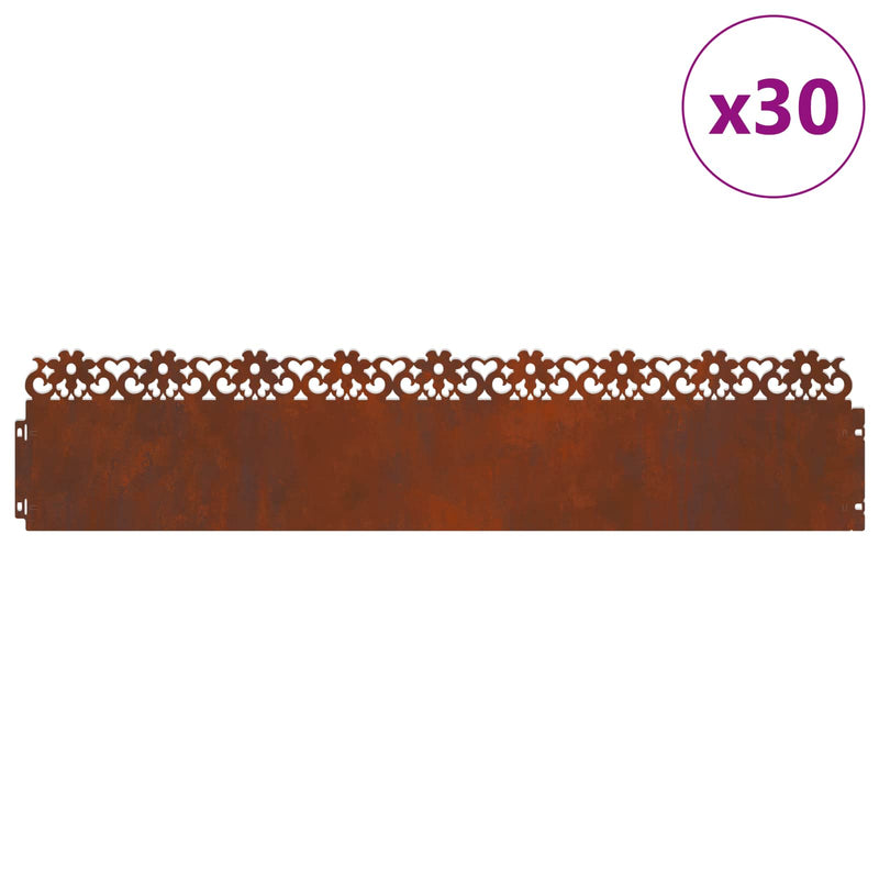 Chargez l'image dans la visionneuse de la galerie, Vidaxl gazonranden 30 pcs roestig 103 x 0,05 x 22 cm cortenstaal
