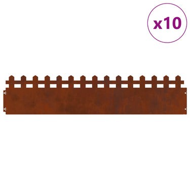 Vidaxl gazonranden 10 pcs roestig 103 x 0,05 x 22 cm cortenstaal