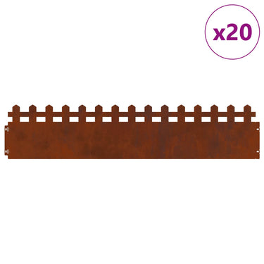 Vidaxl gazonranden 20 pcs roestig 103 x 0,05 x 22 cm cortenstaal