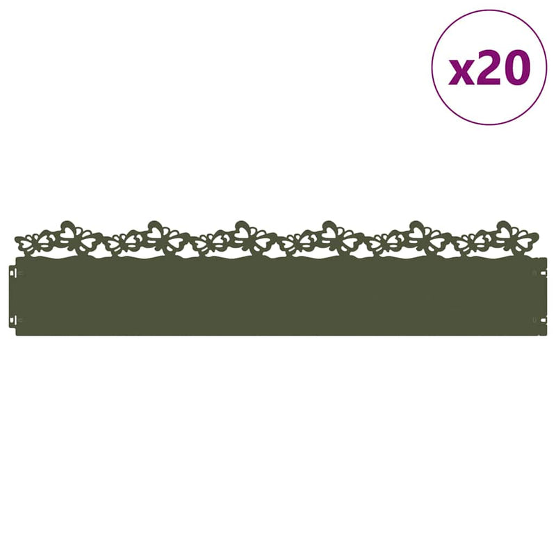 Afbeelding laden in galerijviewer, Vidaxl gazonranden 20 pcs olijf groen 103 x 0,05 x 22 cm staal
