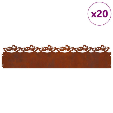 Vidaxl gazonranden 20 pcs roestig 103 x 0,05 x 22 cm cortenstaal