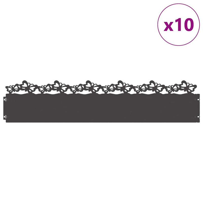 Afbeelding laden in galerijviewer, Vidaxl gazonranden 10 pcs zwart 103 x 0,05 x 22 cm staal
