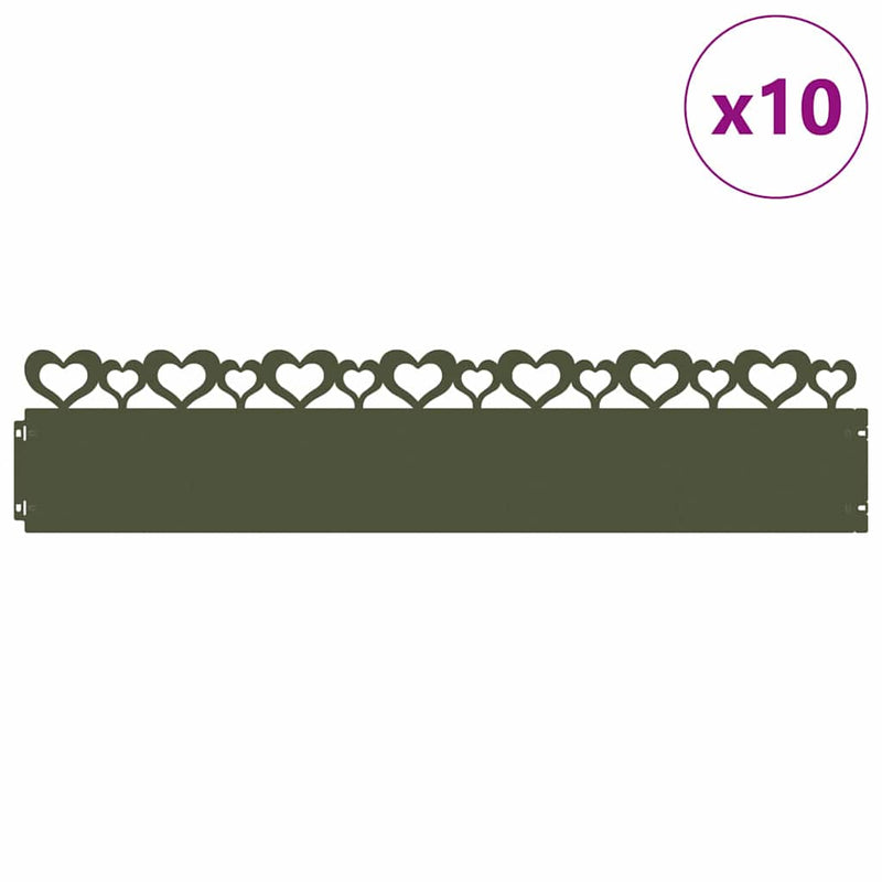 ギャラリービューアに画像をロードする, Vidaxl gazonranden 10 pcs olijf groen 103 x 0,05 x 22 cm staal
