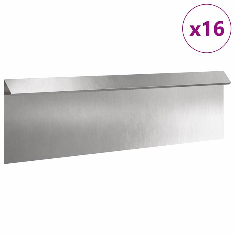 ギャラリービューアに画像をロードする, Vidaxl slakkenhekje 16 pcs zilver 100 x 3,5 x 25 cm roestvrij staal
