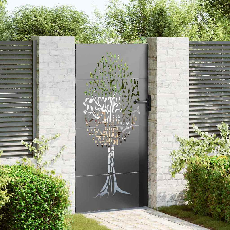Afbeelding laden in galerijviewer, Vidaxl tuinpoort met slot zwart 85 x 175 cm poedergecoat staal
