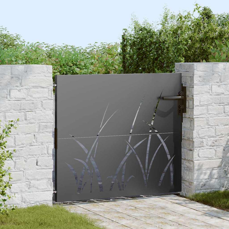 ギャラリービューアに画像をロードする, Vidaxl tuinpoort met slot zwart 85 x 100 cm poedergecoat staal
