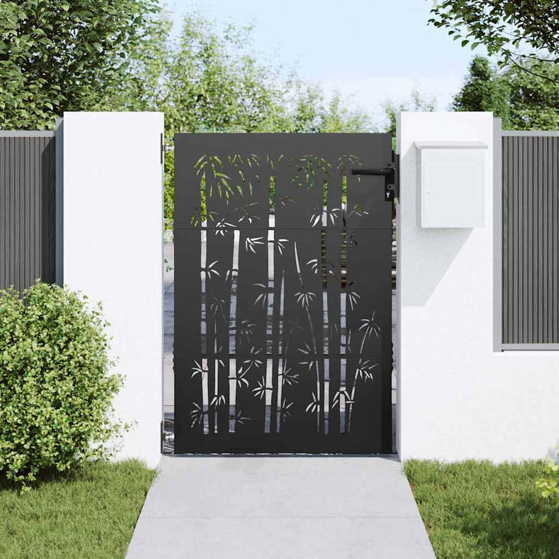 ギャラリービューアに画像をロードする, Vidaxl tuinpoort met slot zwart 85 x 125 cm poedergecoat staal
