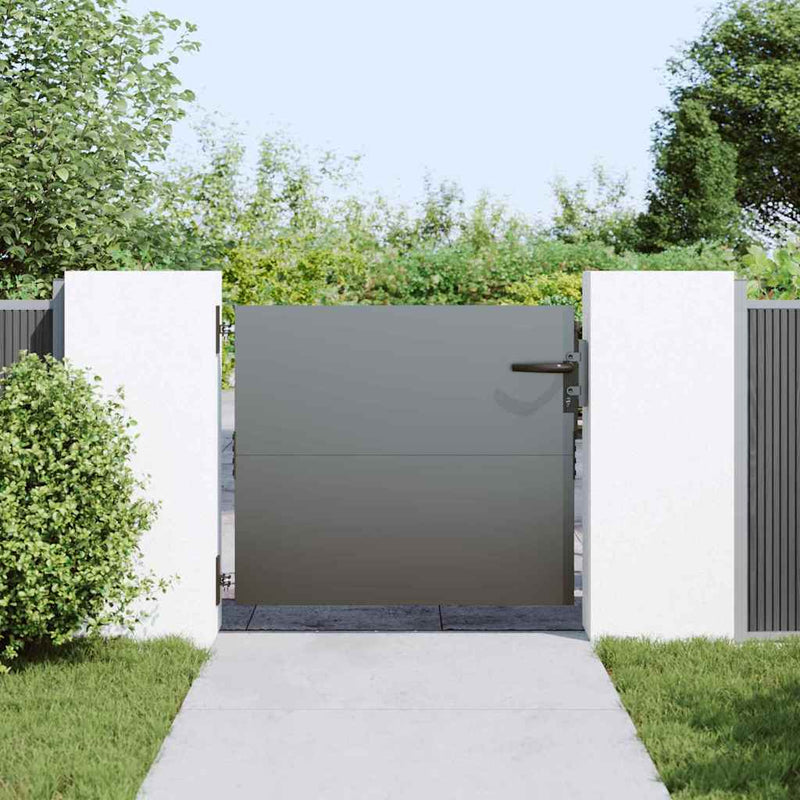 Afbeelding laden in galerijviewer, Vidaxl tuinpoort met slot zwart 85 x 100 cm poedergecoat staal

