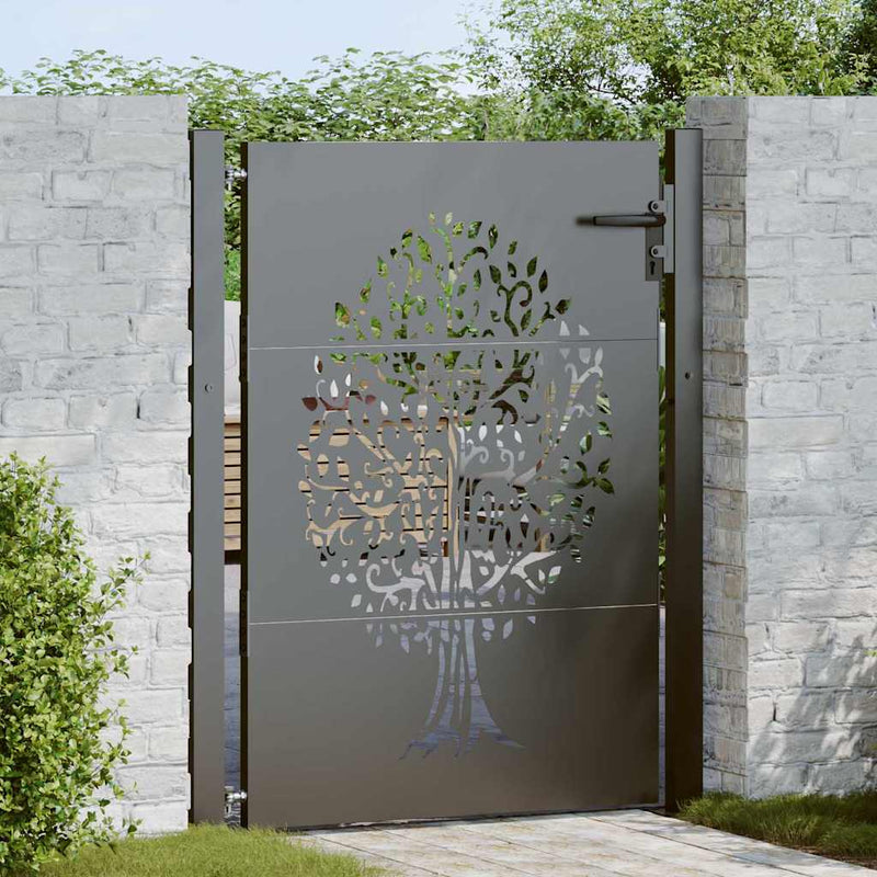 ギャラリービューアに画像をロードする, Vidaxl tuinpoort met slot zwart 110 x 155 cm poedergecoat staal
