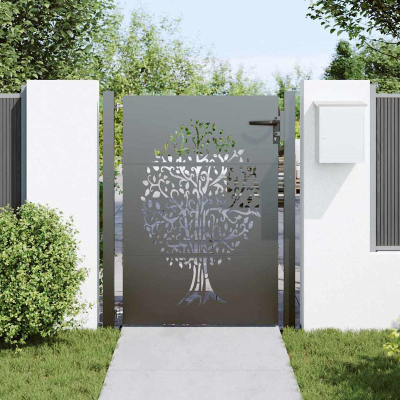ギャラリービューアに画像をロードする, Vidaxl tuinpoort met slot zwart 110 x 155 cm poedergecoat staal
