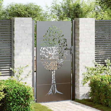 Vidaxl tuinpoort met slot zwart 110 x 205 cm poedergecoat staal