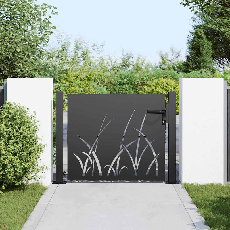 ギャラリービューアに画像をロードする, Vidaxl tuinpoort met slot zwart 110 x 105 cm poedergecoat staal
