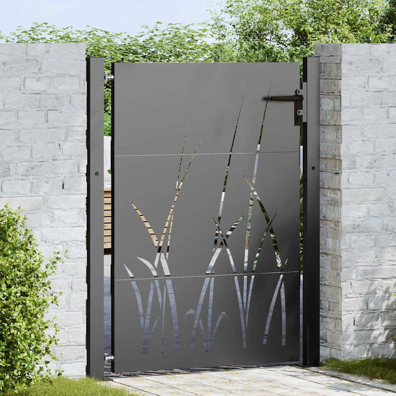 Afbeelding laden in galerijviewer, Vidaxl tuinpoort met slot zwart 110 x 155 cm poedergecoat staal
