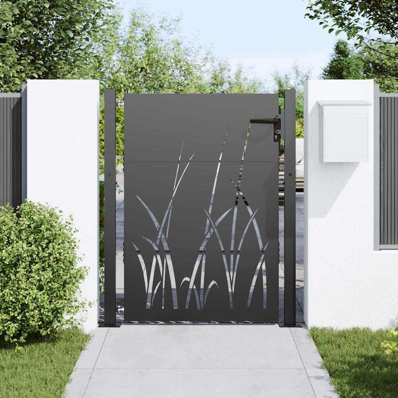 Afbeelding laden in galerijviewer, Vidaxl tuinpoort met slot zwart 110 x 155 cm poedergecoat staal
