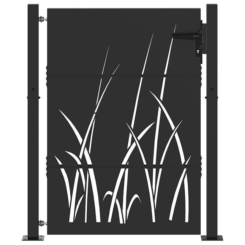 Afbeelding laden in galerijviewer, Vidaxl tuinpoort met slot zwart 110 x 155 cm poedergecoat staal
