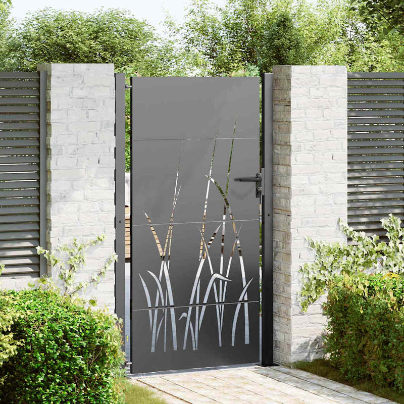 ギャラリービューアに画像をロードする, Vidaxl tuinpoort met slot zwart 110 x 180 cm poedergecoat staal
