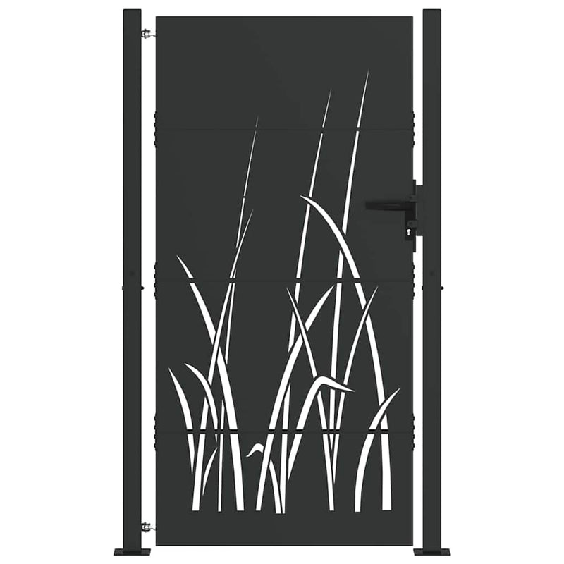 ギャラリービューアに画像をロードする, Vidaxl tuinpoort met slot zwart 110 x 180 cm poedergecoat staal
