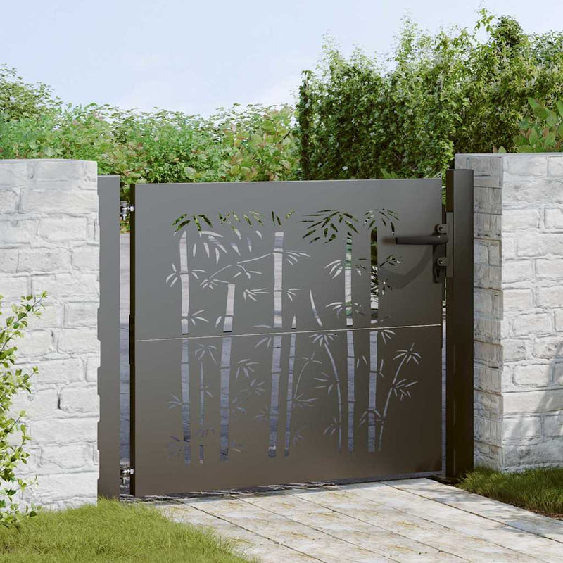 ギャラリービューアに画像をロードする, Vidaxl tuinpoort met slot zwart 110 x 105 cm gepoedercoat staal
