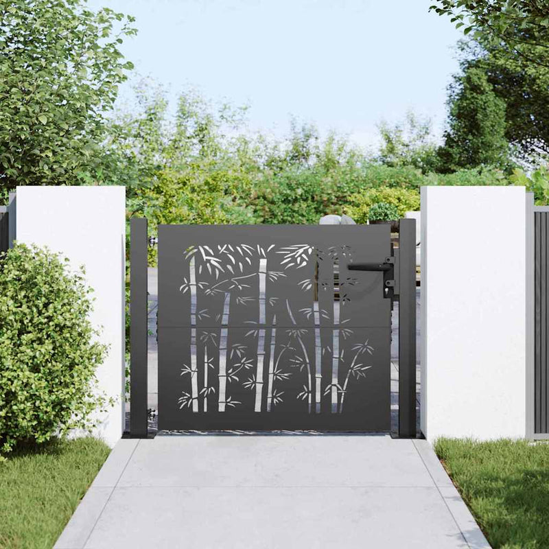 ギャラリービューアに画像をロードする, Vidaxl tuinpoort met slot zwart 110 x 105 cm gepoedercoat staal
