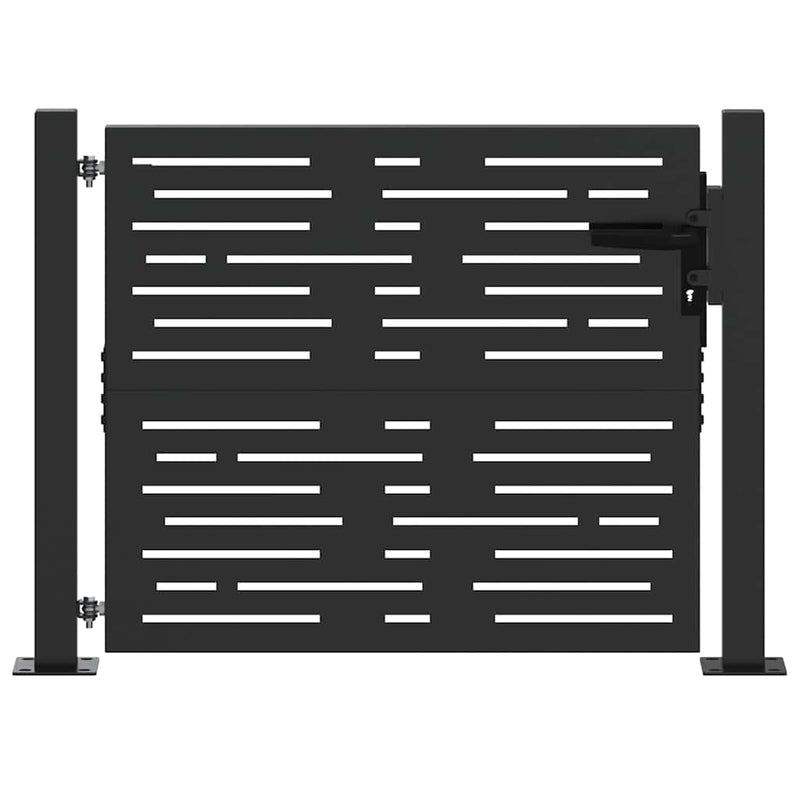 ギャラリービューアに画像をロードする, Vidaxl tuinpoort met slot zwart 110 x 105 cm gepoedercoat staal
