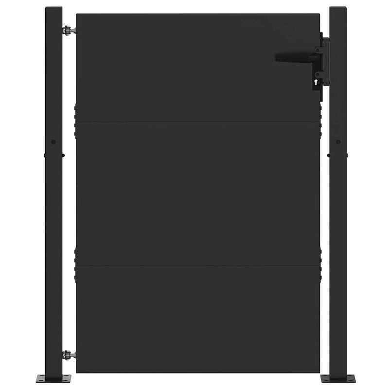 Afbeelding laden in galerijviewer, Vidaxl tuinpoort met slot zwart 110 x 155 cm gepoedercoat staal
