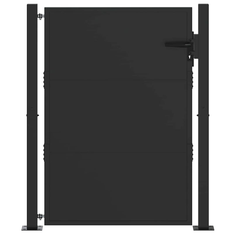 Afbeelding laden in galerijviewer, Vidaxl tuinpoort met slot zwart 110 x 130 cm gepoedercoat staal
