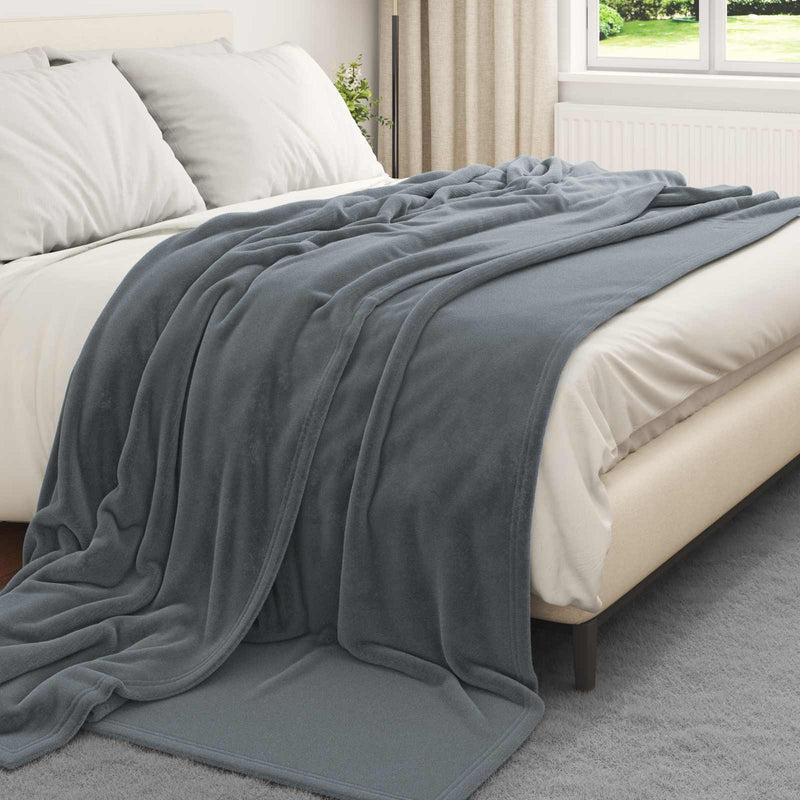 Chargez l'image dans la visionneuse de la galerie, Vidaxl gooi deken donkergrijs 240 x 270 cm fleece
