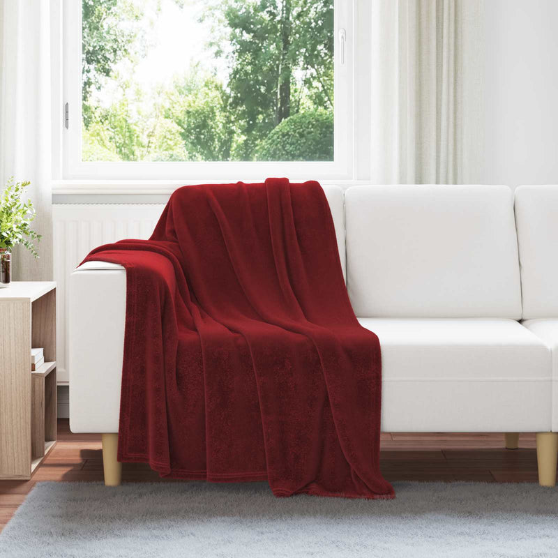 Chargez l'image dans la visionneuse de la galerie, Vidaxl gooi deken bordeaux rood 130 x 150 cm fleece
