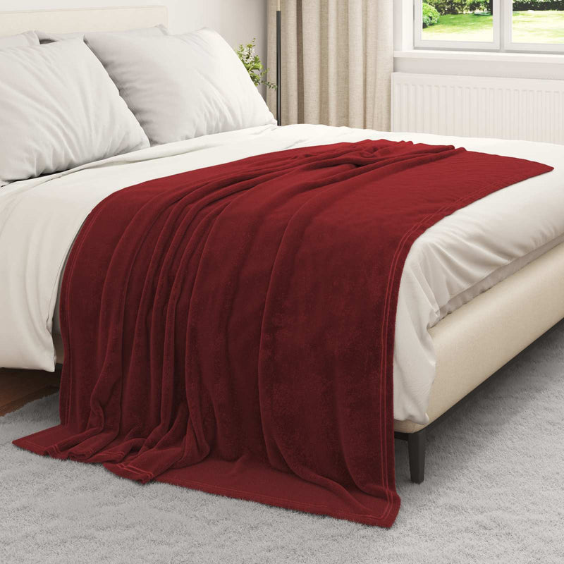 Chargez l'image dans la visionneuse de la galerie, Vidaxl gooi deken bordeaux rood 150 x 200 cm fleece
