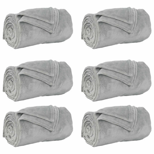 Vidaxl kleden 6 pcs grijs 220 x 240 cm fleece