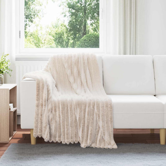 Vidaxl gooi deken beige 150 x 130 cm fleece