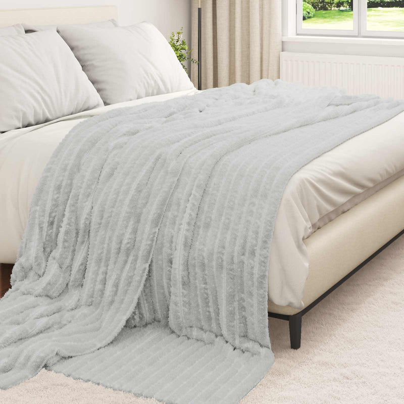 Afbeelding laden in galerijviewer, Vidaxl gooi deken grijs 240 x 220 cm fleece
