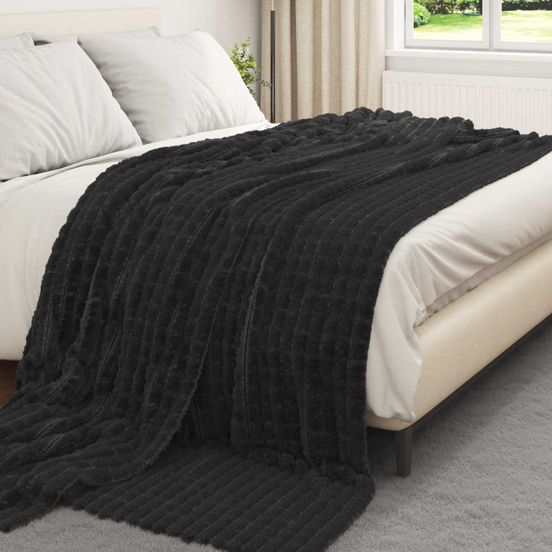 Afbeelding laden in galerijviewer, Vidaxl gooi deken zwart 270 x 240 cm fleece
