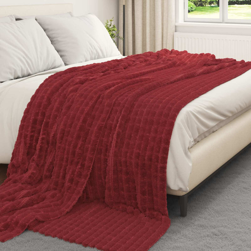 Afbeelding laden in galerijviewer, Vidaxl gooi deken bordeaux rood 270 x 240 cm fleece

