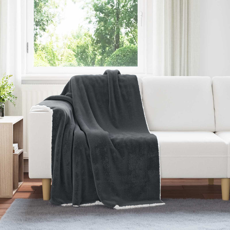 Chargez l'image dans la visionneuse de la galerie, Vidaxl gooi deken donkergrijs 130 x 150 cm fleece
