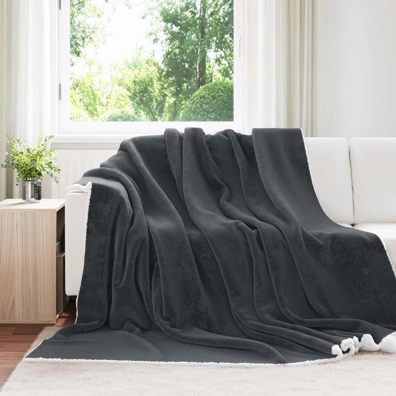 Chargez l'image dans la visionneuse de la galerie, Vidaxl gooi deken donkergrijs 240 x 270 cm fleece
