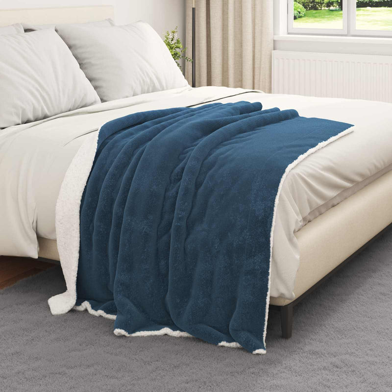 Chargez l'image dans la visionneuse de la galerie, Vidaxl gooi deken marineblauw 130 x 150 cm fleece

