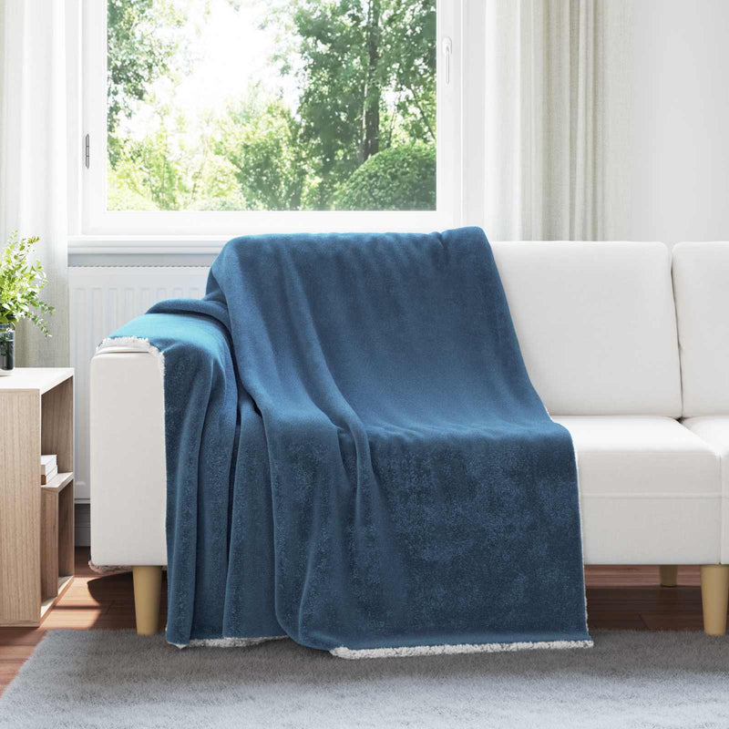 Afbeelding laden in galerijviewer, Vidaxl gooi deken marineblauw 150 x 200 cm fleece
