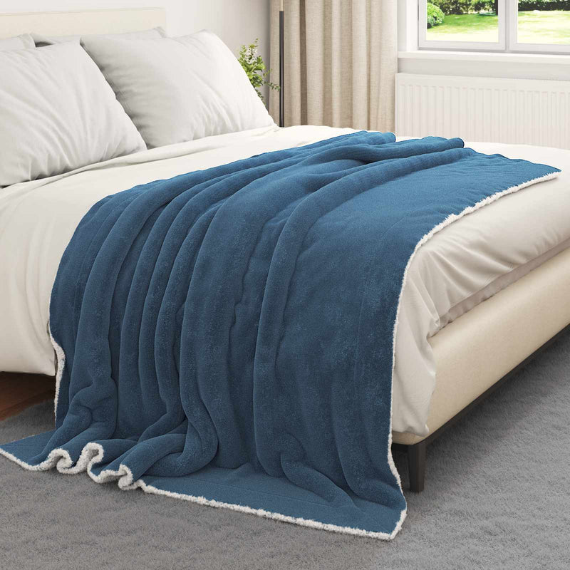 Afbeelding laden in galerijviewer, Vidaxl gooi deken marineblauw 150 x 200 cm fleece
