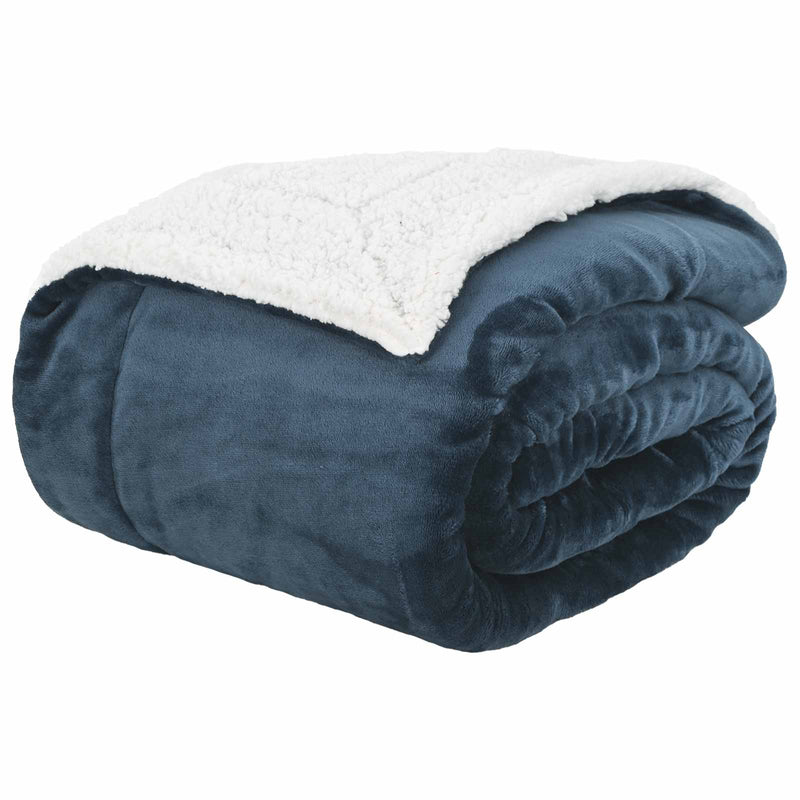 Afbeelding laden in galerijviewer, Vidaxl gooi deken marineblauw 240 x 270 cm fleece
