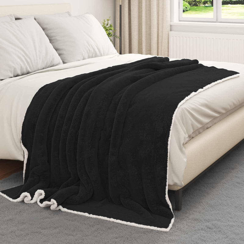 Afbeelding laden in galerijviewer, Vidaxl gooi deken zwart 150 x 200 cm fleece

