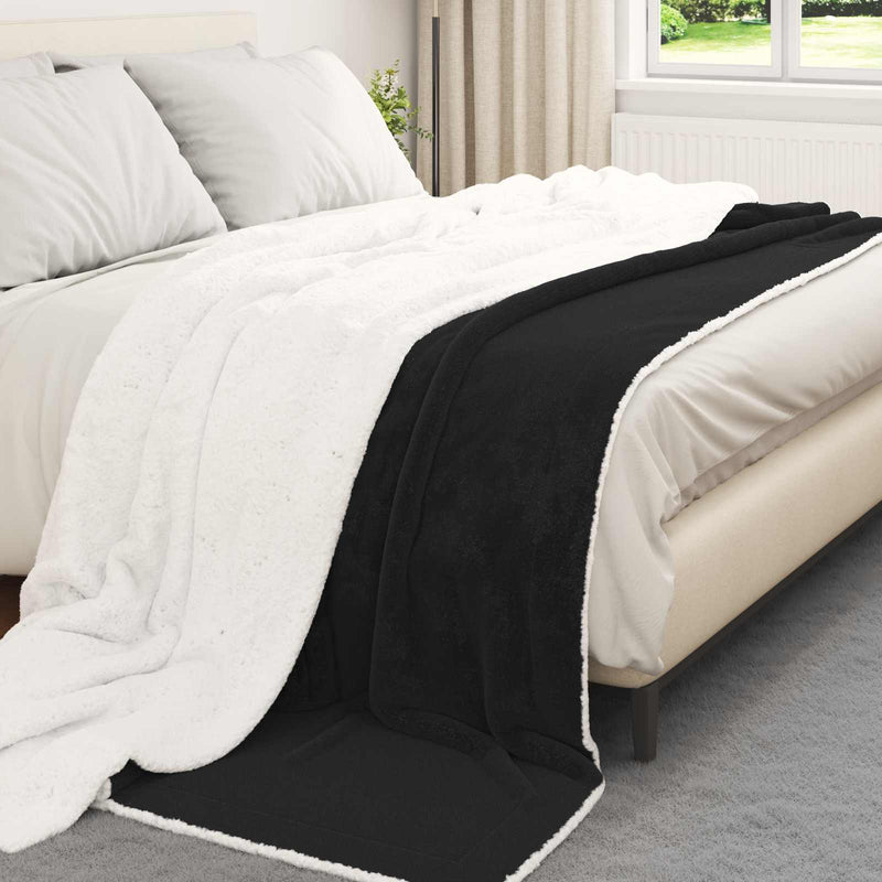 Afbeelding laden in galerijviewer, Vidaxl gooi deken zwart 220 x 240 cm fleece
