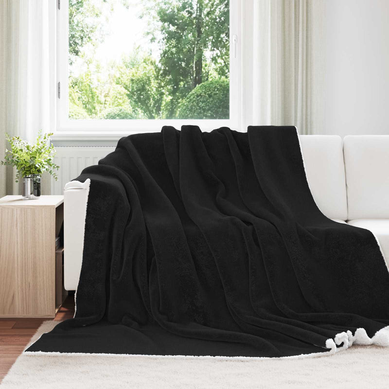 Afbeelding laden in galerijviewer, Vidaxl gooi deken zwart 240 x 270 cm fleece
