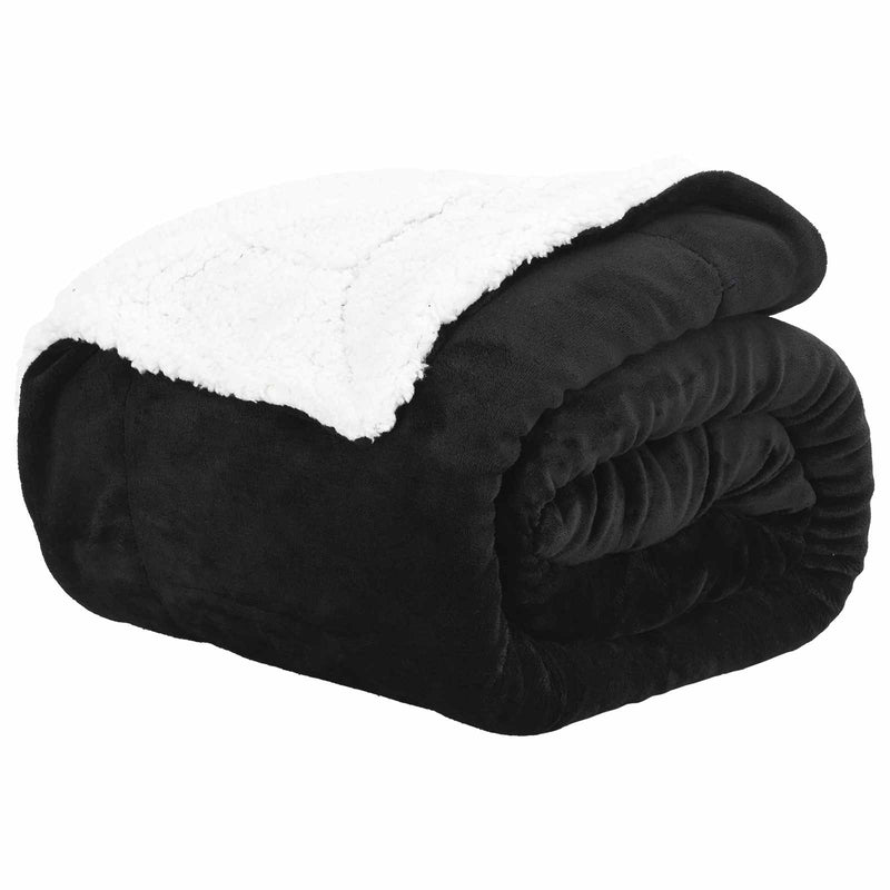 Afbeelding laden in galerijviewer, Vidaxl gooi deken zwart 240 x 270 cm fleece
