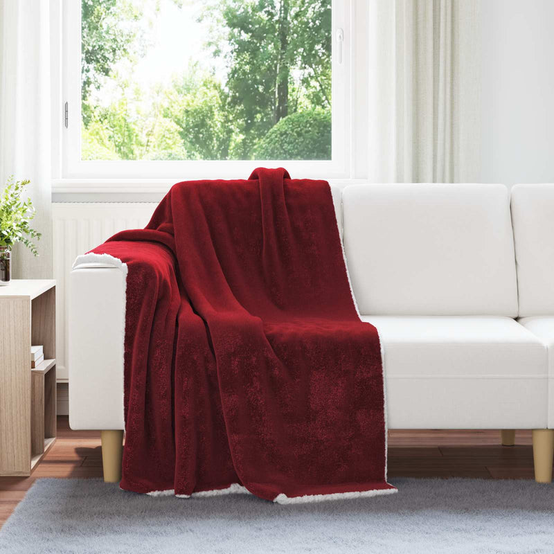 Chargez l'image dans la visionneuse de la galerie, Vidaxl gooi deken bordeaux rood 130 x 150 cm fleece
