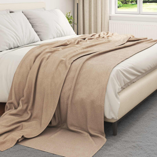 Vidaxl gooi deken kameel 240 x 220 cm fleece